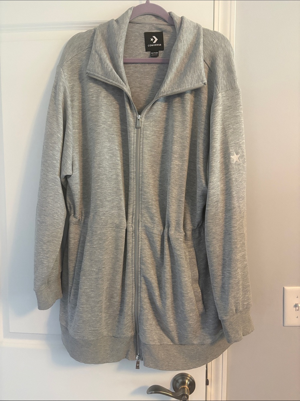 Converse Light Gray Women's Full-Zip Cinch Waist Jacket